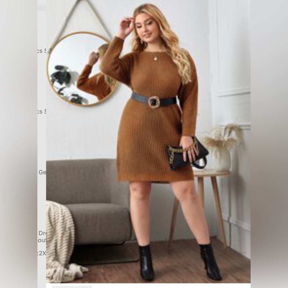 Drop shoulder sweater dress (no belt)